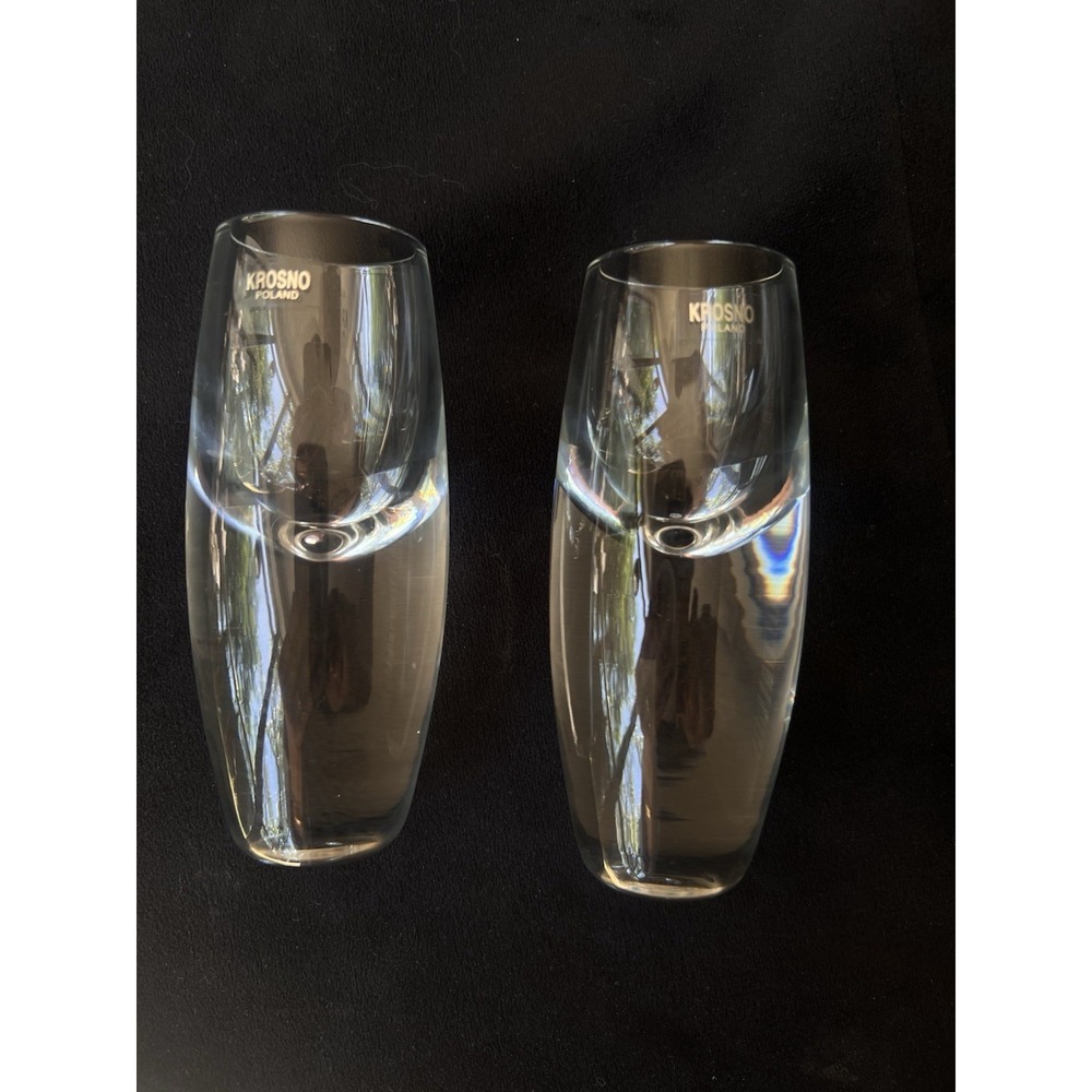 Set‎ of 2 Krosno Poland Kirby Cordial Gradual Shot Glasses Weighted Bottom 4.5"H